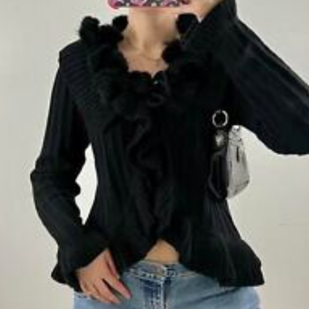 SHARAGANO  fur bolero sweater cardigan 2X